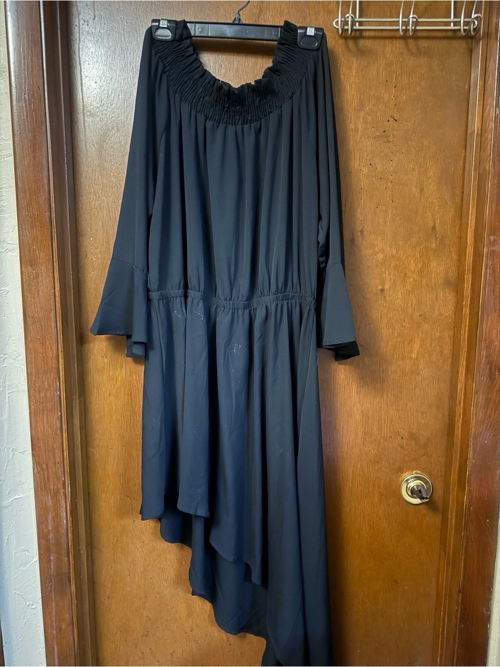 Emperice Elegant Black Asymmetrical Off-Shoulder Dress